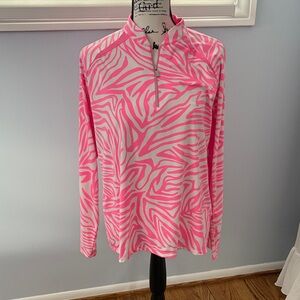 Tail White Label XL Pink Zebra Print Long Sleeve Golf Active Long Sleeve Top